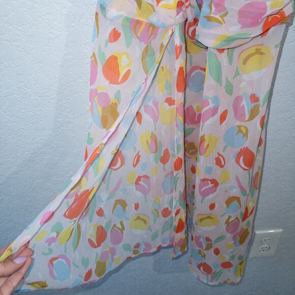 NWT For Love & Lemons Pink Floral Desmond Midi Dress Size Small - Picture 7 of 10